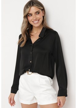 Czarna Koszula o Klasycznym Fasonie Zapinana na Guziki Dlinesta ze sklepu Born2be Odzież w kategorii Koszule damskie - zdjęcie 171695202