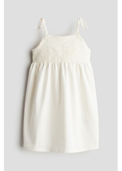 H & M - Dżersejowa sukienka o szydełkowym wyglądzie - Biały ze sklepu H&M w kategorii Sukienki dziewczęce - zdjęcie 171696002