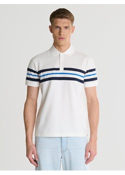 Koszulka męska polo z paskami biała Merrex 100 ze sklepu Big Star w kategorii T-shirty męskie - zdjęcie 171696430