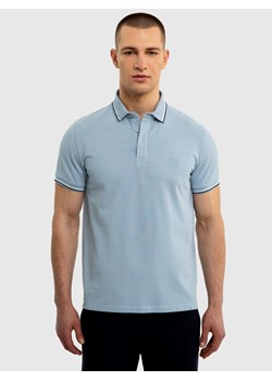 Koszulka męska polo błękitna Cardi 400 ze sklepu Big Star w kategorii T-shirty męskie - zdjęcie 171696490