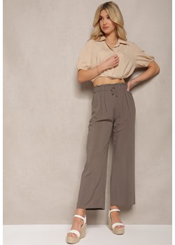 Brązowe Spodnie Karrill ze sklepu Renee odzież w kategorii Spodnie damskie - zdjęcie 171697721