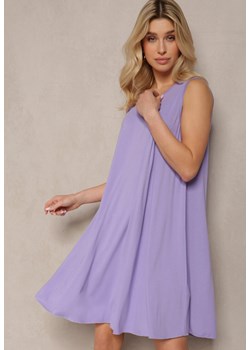 Fioletowa Sukienka z Wiskozą z Paskami na Plecach Timawrre ze sklepu Renee odzież w kategorii Sukienki - zdjęcie 171697752