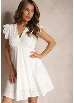Biała Haftowana Sukienka Bawełniana o Rozkloszowanym Fasonie Laquita ze sklepu Renee odzież w kategorii Sukienki - zdjęcie 171697882