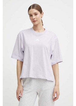 adidas t-shirt bawełniany damski kolor fioletowy IS0877 ze sklepu ANSWEAR.com w kategorii Bluzki damskie - zdjęcie 171701493