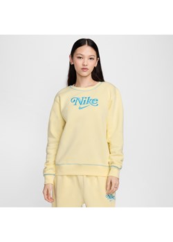 Damska dzianinowa bluza dresowa z półokrągłym dekoltem Nike Sportswear - Brązowy ze sklepu Nike poland w kategorii Bluzy damskie - zdjęcie 171703360