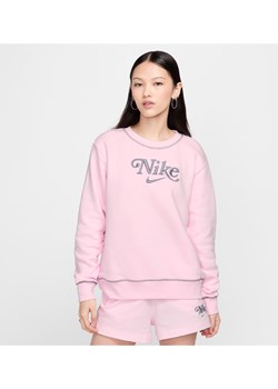 Damska dzianinowa bluza dresowa z półokrągłym dekoltem Nike Sportswear - Różowy ze sklepu Nike poland w kategorii Bluzy damskie - zdjęcie 171703361