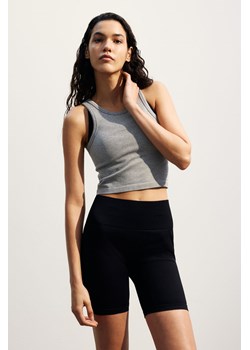 H & M - Krótka bezszwowa koszulka sportowa DryMove - Szary ze sklepu H&M w kategorii Bluzki damskie - zdjęcie 171703622