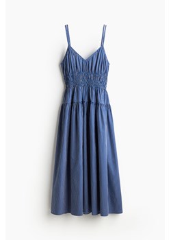 H & M - Bawełniana sukienka z elastycznym marszczeniem - Niebieski ze sklepu H&M w kategorii Sukienki - zdjęcie 171703631