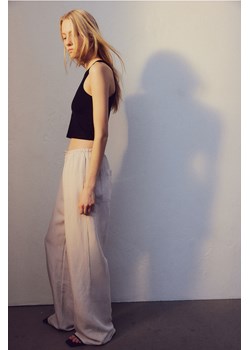 H & M - Spodnie z domieszką lnu - Beżowy ze sklepu H&M w kategorii Spodnie damskie - zdjęcie 171703642
