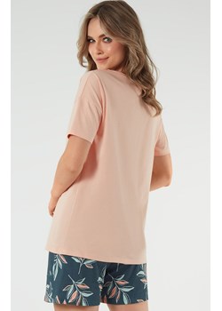 Piżama damska z krótkim rękawem i krótką nogawką łososiowa Julietta, Kolor łososiowy-wzór, Rozmiar S, Italian Fashion ze sklepu Primodo w kategorii Piżamy damskie - zdjęcie 171704954