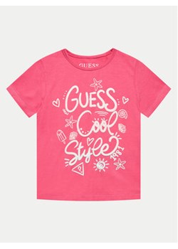 Guess T-Shirt K4GI04 K6YW1 Różowy Regular Fit ze sklepu MODIVO w kategorii Bluzki dziewczęce - zdjęcie 171706961