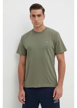 Lacoste t-shirt bawełniany męski kolor zielony gładki ze sklepu ANSWEAR.com w kategorii T-shirty męskie - zdjęcie 171707961