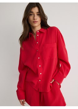 Reserved - Koszula z bawełnianego muślinu - czerwony ze sklepu Reserved w kategorii Koszule damskie - zdjęcie 171709060