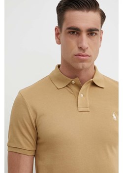 Polo Ralph Lauren polo bawełniane kolor beżowy ze sklepu ANSWEAR.com w kategorii T-shirty męskie - zdjęcie 171709972