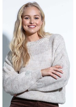 Krótki dzianinowy sweter damski beżowy Fobya ze sklepu 5.10.15 w kategorii Swetry damskie - zdjęcie 171710031