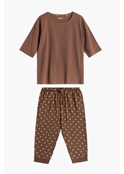 Piżama damska dzianinowa - brązowy t-shirt i spodenki 3/4 - Atlantic ze sklepu 5.10.15 w kategorii Piżamy męskie - zdjęcie 171710132