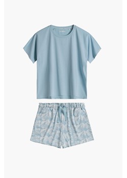 Piżama damska bawełniana - t-shirt i krótkie spodenki w kwiatki - niebieska - Atlantic ze sklepu 5.10.15 w kategorii Piżamy damskie - zdjęcie 171710173