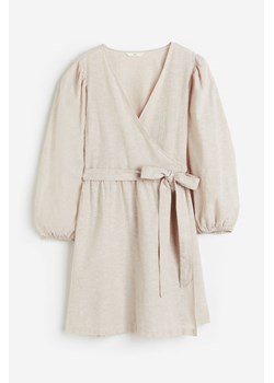 H & M - Kopertowa sukienka z domieszką lnu - Beżowy ze sklepu H&M w kategorii Sukienki - zdjęcie 171715843