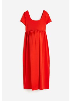 H & M - MAMA Dżersejowa sukienka z dekoltem karo - Czerwony ze sklepu H&M w kategorii Sukienki ciążowe - zdjęcie 171715891