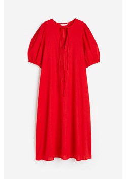 H & M - Sukienka z domieszką lnu - Czerwony ze sklepu H&M w kategorii Sukienki - zdjęcie 171715892