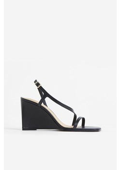 H & M - Skórzane sandały na koturnie - Czarny ze sklepu H&M w kategorii Sandały damskie - zdjęcie 171715923