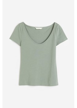 H & M - Dopasowany T-shirt - Zielony ze sklepu H&M w kategorii Bluzki damskie - zdjęcie 171715924