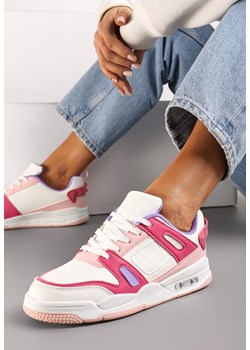 Biało-Różowe Sznurowane Sneakersy z Licznymi Wstawkami z Ekoskóry Gwendias ze sklepu renee.pl w kategorii Buty sportowe damskie - zdjęcie 171897743