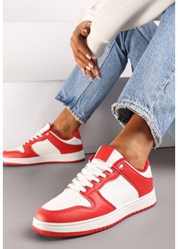 Biało-Czerwone Sznurowane Sneakersy na Płaskiej Podeszwie z Imitacji Skóry Bioriana ze sklepu renee.pl w kategorii Buty sportowe damskie - zdjęcie 171897761
