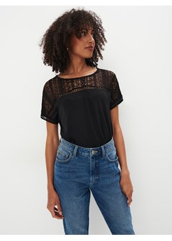 Mohito - Czarny t-shirt z wiskozy - czarny ze sklepu Mohito w kategorii Bluzki damskie - zdjęcie 171931450