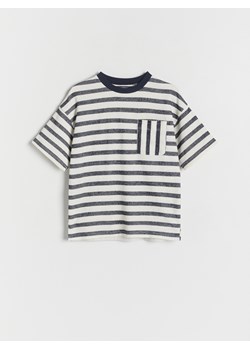 Reserved - T-shirt oversize w paski - biały ze sklepu Reserved w kategorii T-shirty chłopięce - zdjęcie 171931503