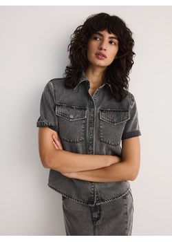 Reserved - Jeansowa koszula z efektem sprania - szary ze sklepu Reserved w kategorii Koszule męskie - zdjęcie 171931694