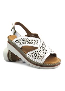 Komfortowe sandały damskie - Manitu 910214-03, białe ze sklepu ulubioneobuwie w kategorii Sandały damskie - zdjęcie 171934143