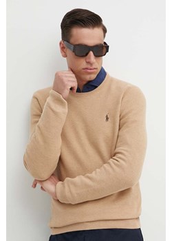 Polo Ralph Lauren sweter bawełniany kolor brązowy lekki ze sklepu ANSWEAR.com w kategorii Swetry męskie - zdjęcie 171934320