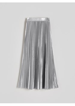 Reserved - Metalizowana spódnica midi z plisowaniem - srebrny ze sklepu Reserved w kategorii Spódnice - zdjęcie 171938492