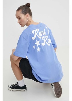 Karl Kani t-shirt bawełniany damski kolor niebieski ze sklepu ANSWEAR.com w kategorii Bluzki damskie - zdjęcie 171940343