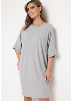 Szara Wiskozowa Sukienka w Stylu T-shirt z Krótkim Rękawem Fianessa ze sklepu Born2be Odzież w kategorii Sukienki - zdjęcie 171942212