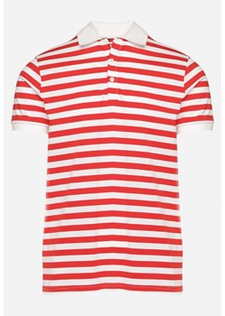 Biało-Czerwona Klasyczna Bawełniana Koszulka Polo z Kołnierzykiem Zapinana na Guziki pod Szyją Betima ze sklepu Born2be Odzież w kategorii T-shirty męskie - zdjęcie 171942240