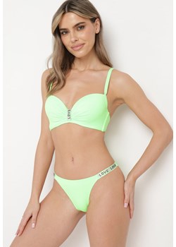 Zielone Bikini z Usztywnianym Biustonoszem z Regulowanymi Ramiączkami Zdobione Cyrkoniami Sloella ze sklepu Born2be Odzież w kategorii Stroje kąpielowe - zdjęcie 171942410