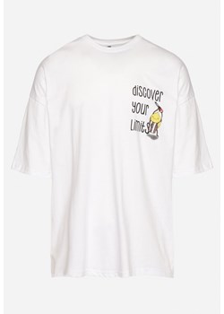 Biała Bawełniana Koszulka T-shirt z Krótkim Rękawem z Nadrukiem na Plecach i Przodzie Civia ze sklepu Born2be Odzież w kategorii T-shirty męskie - zdjęcie 171942470