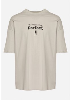 Szara Bawełniana Koszulka T-shirt z Krótkim Rękawem Ozdobiony Nadrukami Citara ze sklepu Born2be Odzież w kategorii T-shirty męskie - zdjęcie 171942482