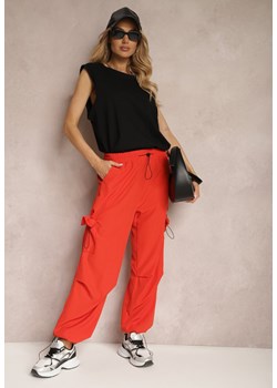 Czerwone Spodnie Bojówki z Szerokimi Kieszeniami i Gumką w Talii Gracenella ze sklepu Renee odzież w kategorii Spodnie damskie - zdjęcie 171942861