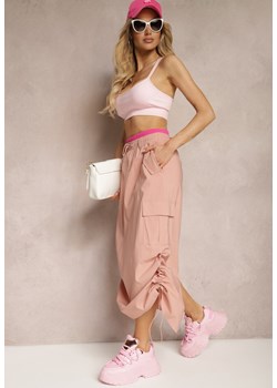 Różowa Trapezowa Spódnica ze Ściąganym Dołem ze Stoperami i Kieszeniami Lariena ze sklepu Renee odzież w kategorii Spódnice - zdjęcie 171943160