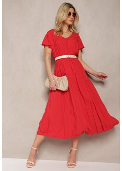 Czerwona Sukienka z Wiskozy Jonmy ze sklepu Renee odzież w kategorii Sukienki - zdjęcie 171943200