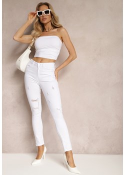 Białe Skinny Jeansy Ozdobione Dziurami i Przetarciami Riloevi ze sklepu Renee odzież w kategorii Jeansy damskie - zdjęcie 171943350