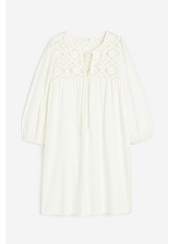 H & M - Dżersejowa sukienka z koronką - Biały ze sklepu H&M w kategorii Sukienki - zdjęcie 171944121