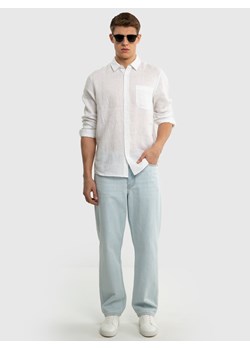 Lniana koszula męska biała Jianis 101 ze sklepu Big Star w kategorii Koszule męskie - zdjęcie 171944320