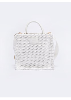 Torebka damska pleciona biała z logowanym paskiem NN574115 101 ze sklepu Big Star w kategorii Torby Shopper bag - zdjęcie 171944411