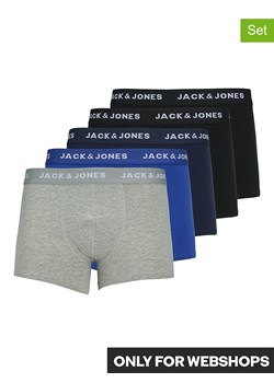Jack &amp; Jones Bokserki (5 par) w kolorze czarnym, niebieskim i szarym ze sklepu Limango Polska w kategorii Majtki męskie - zdjęcie 171946823