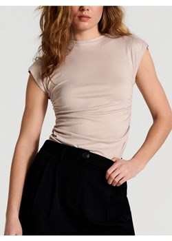 Sinsay - Koszulka z wiskozą - beżowy ze sklepu Sinsay w kategorii Bluzki damskie - zdjęcie 171950082