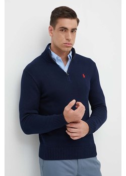 Polo Ralph Lauren sweter bawełniany kolor niebieski ciepły ze sklepu ANSWEAR.com w kategorii Swetry męskie - zdjęcie 171950394